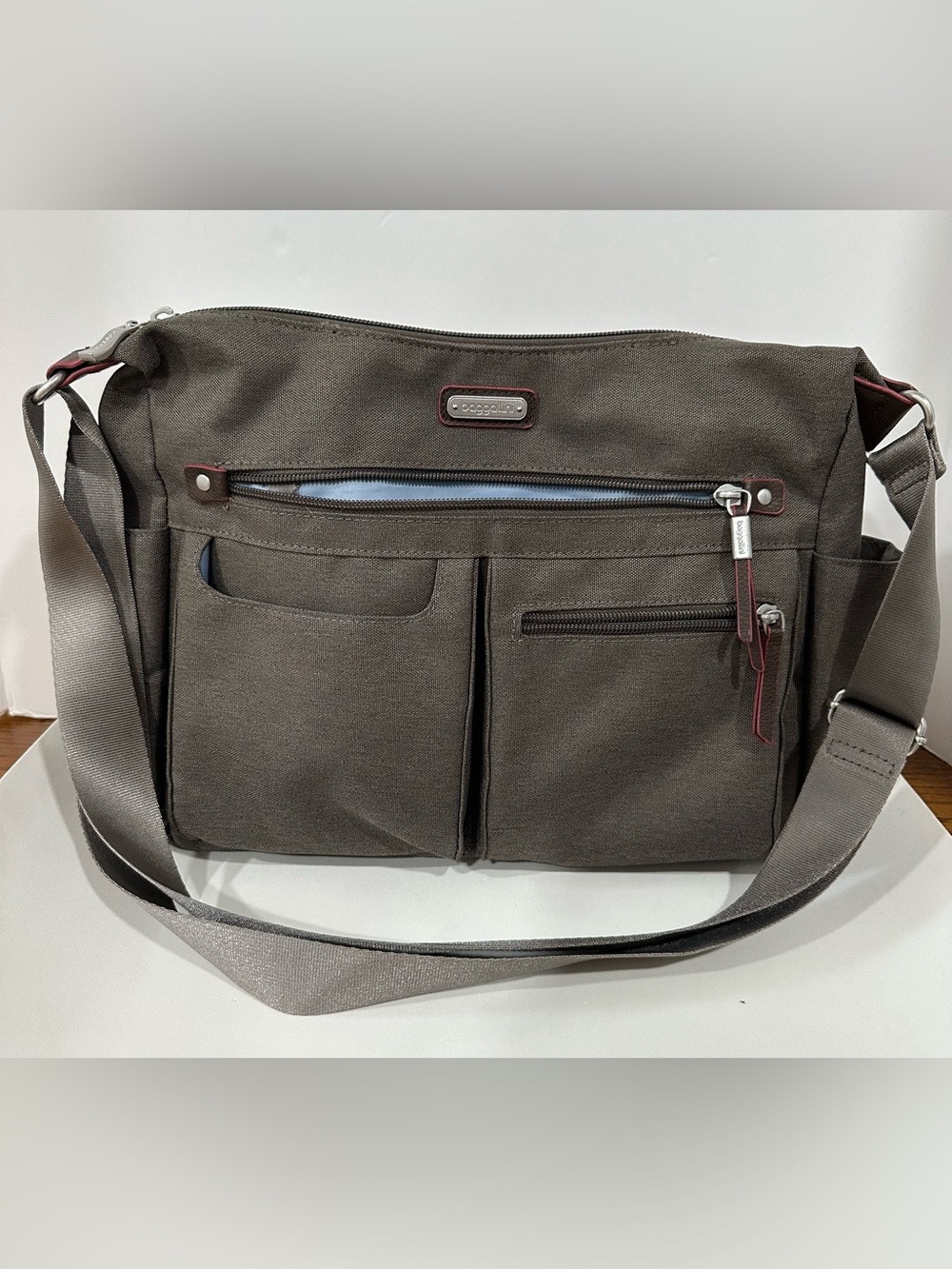 Baggallini Anywhere Large Hobo Portabello Shimmer Crossbody Bagg (No Wristlet)